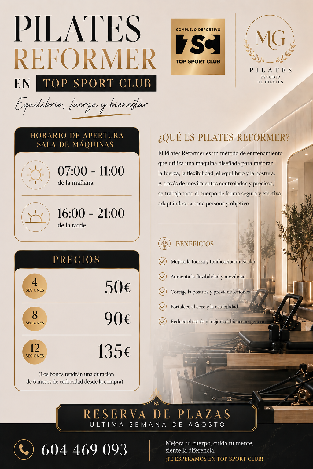 Tarifas Pilates reformer