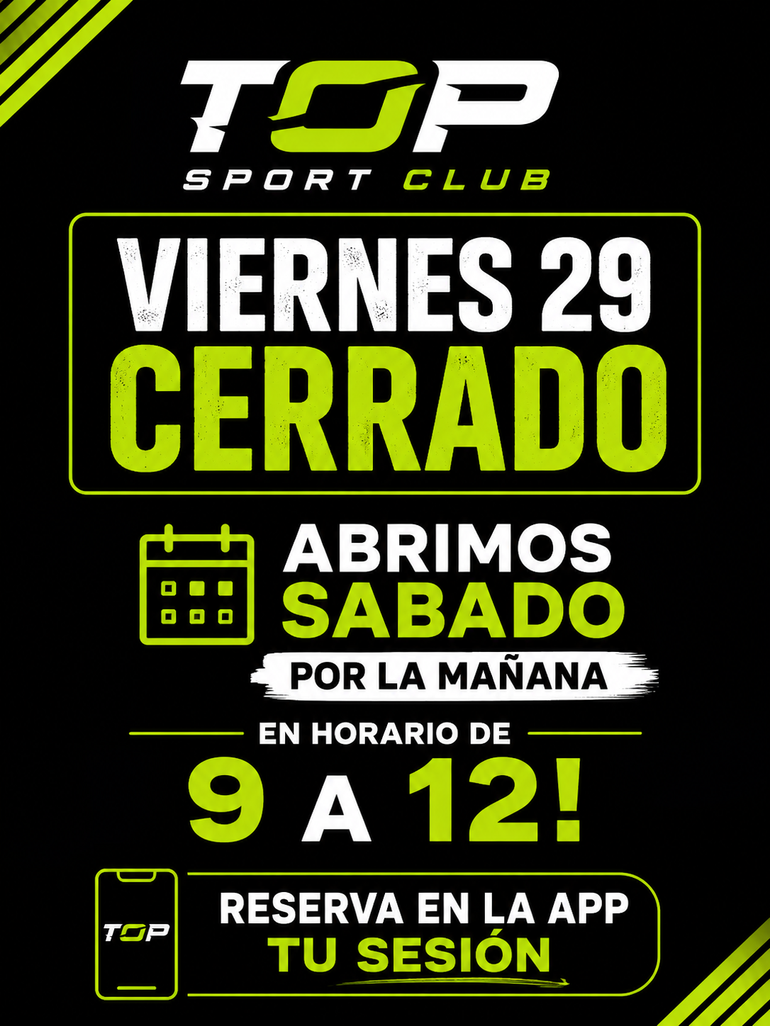 Viernes 29 cerrado