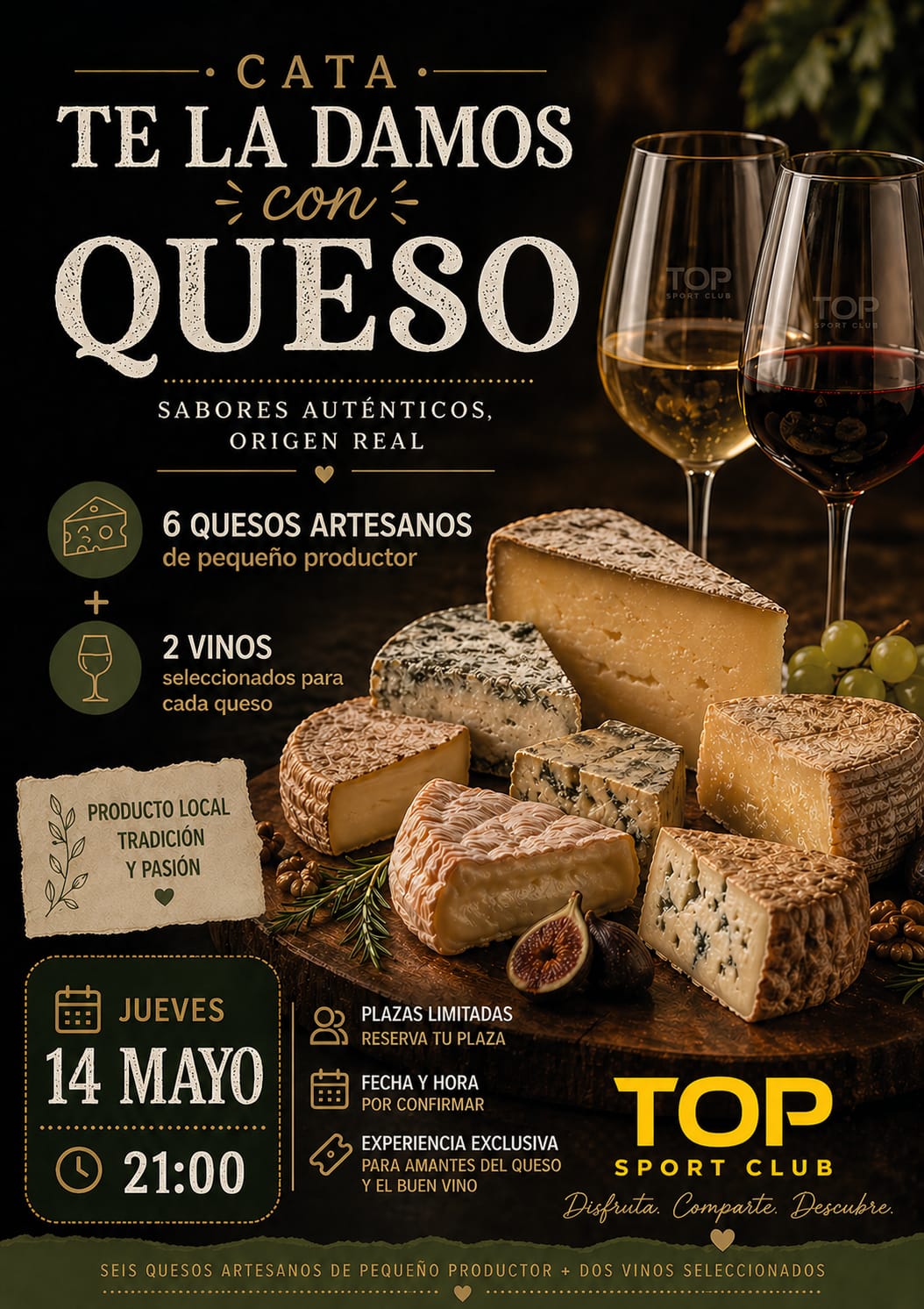 Cata de quesos y vinos 14 Mayo